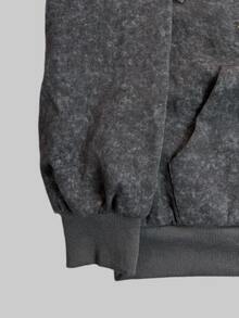 INAWLY Women's Solid Color Long Sleeve Pocket Design Drawstring Hooded Fleece Sweatshirt, Autumn/Winter - Dark Grey - View 3