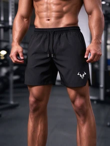 GymBeat Men's Drawstring Waist Pocket Sports Shorts - Black - View 1