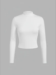 SHEIN EZwear 3件組女款純色立領長袖休閒百搭T恤 - 彩色 - 查看 3