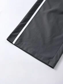 SHEIN 青少年女孩休閒寬鬆純色針織修身彈性腰運動短褲套裝 返校季秋季 內層保暖 海灘款 Senior 2027 粉色 - 深灰色 - 查看 7
