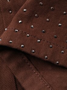 DAZY Women's Loose Wide Leg Casual Denim Jeans With Pockets And Rhinestone Embellishment - Brown - View 11