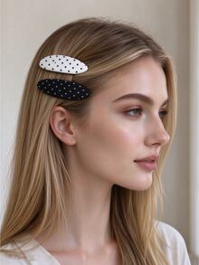 Livesso Korean Style Academy Plaid Fabric Oval Hair Clip For Forehead And Bangs - Multicolor - View 2