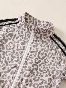 SHEIN 男女嬰兒/幼兒 2件組 秋冬加厚抓絨內裡休閒運動風迷彩立領夾克套裝，衛衣套裝，嬰兒冬季服飾，運動服 - 彩色 - 查看 5