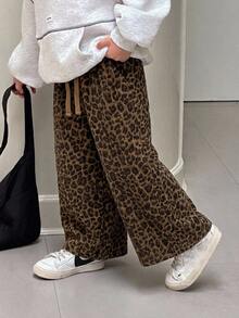 Dazy Kids 小男孩寬鬆休閒豹紋長褲，秋季 - 棕色 - 查看 4