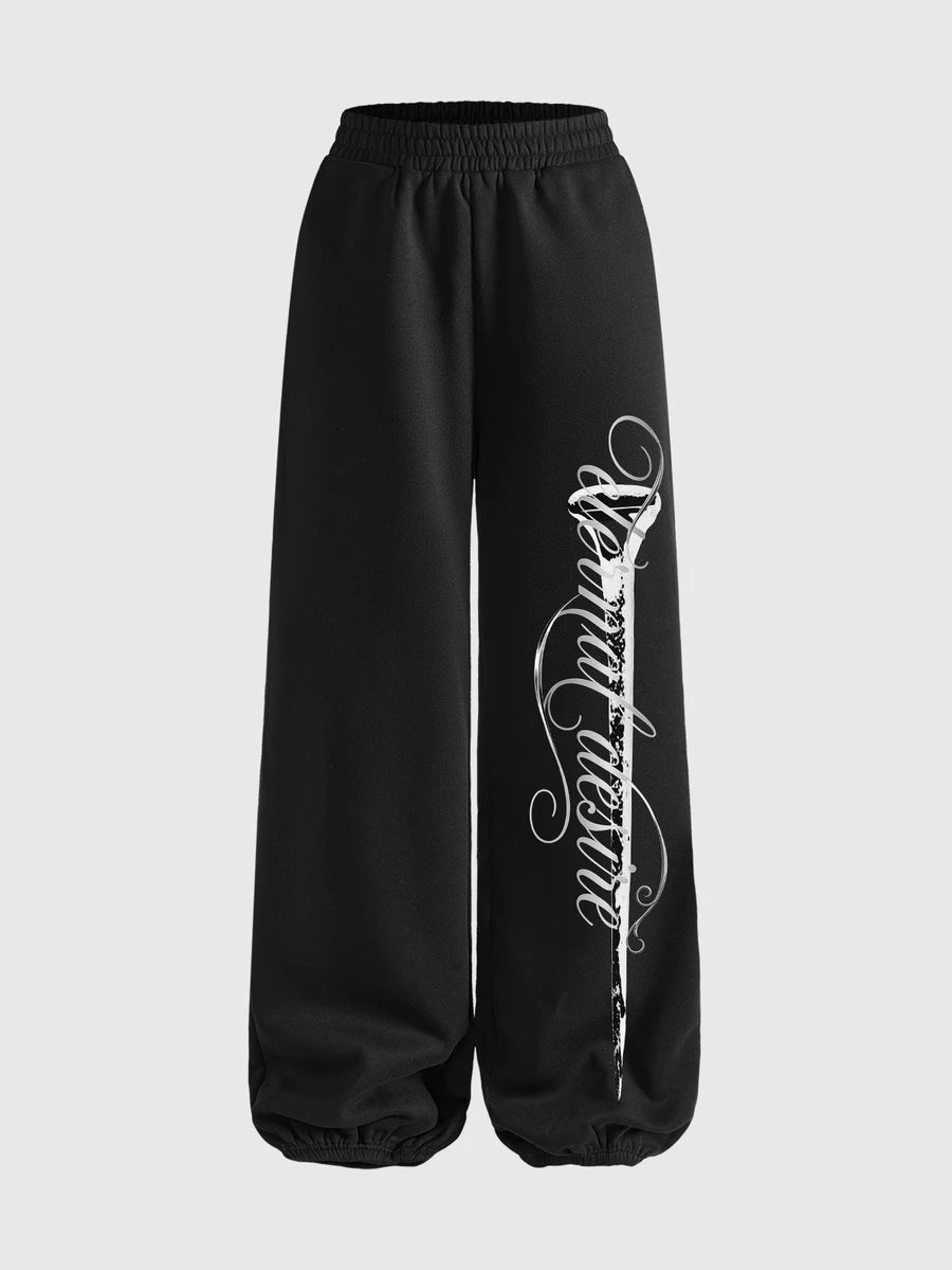 ROMWE Grunge Punk Women's Letter Print Elastic Waist Loose Sweatpants - Black - View 1