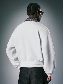 STYNVO 男士格紋拼接休閒日常套頭運動衫 - 淺灰色 - 查看 2