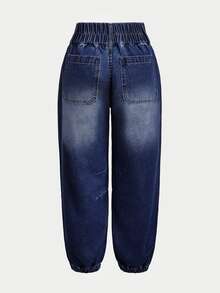 LUMIGAL High Waist Slant Pocket Jogger Jeans - Dark Wash - View 4