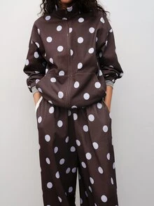 Maija Women's Polka Dot Zipper Casual Versatile Long Sleeve Jacket - Multicolor - View 5