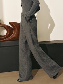 MOTF PREMIUM WOMEN'S WOOL BLEND STRAIGHT LEG COMMUTER SUIT PANTS, AUTUMN/WINTER - Grey - View 8