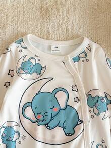 Cozy Pixies 男嬰休閒舒適日常百搭大象印花連身衣居家服 - 彩色 - 查看 4