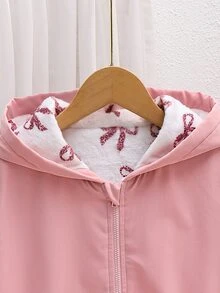SHEIN 女童連帽拉鍊外套 彈性腰部抽繩長袖休閒風衣夾克 - 彩色 - 查看 6