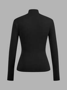Tseoso 2-Pack Of Women's Solid Color Turtleneck Long-Sleeved Slim-Fit T-Shirts - Black - View 8