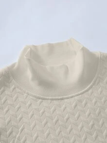 Manfinity Homme 男士立領純色長袖休閒壓紋套頭運動衫 - 杏色 - 查看 4