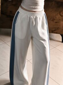 Aidyla Women's Long Colorblock Pocket Casual Daily Home Wear White Versatile Sweatpants - Multicolor - View 5