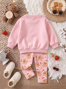 青少年女孩 T-shirt 套裝，休閒極簡蝴蝶結圖案，適合四季穿著 - 彩色 - 查看 5