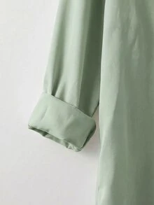 SHEIN CURVE+ 大尺碼秋冬寬鬆白色基本款長袖鈕扣襯衫上衣 2026 22W - 薄荷綠 - 查看 6