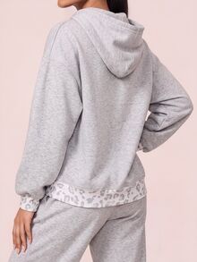 SHEIN BAE Leopard Print Long Sleeve Loose Streetwear Sports Sweatshirt - Light Grey - View 2