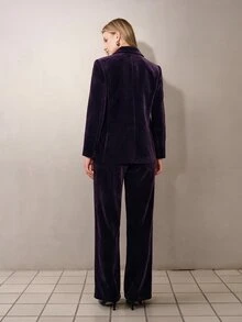 MOTF PREMIUM WOMEN'S ELEGANT BUTTON LONG SLEEVE BLAZER - Violet Purple - View 6