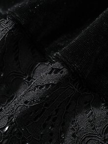 DAZY Women's Lace Patchwork Casual Versatile Skirt - Black - View 3