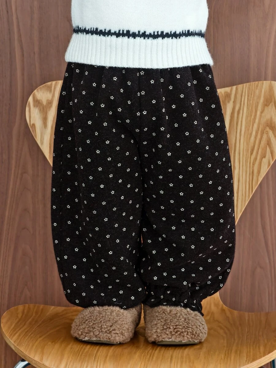 Dazy Kids Infant/Toddler (Girl) Loose Polka Dot Mesh Korean Style All-Over Print Bottoms - Black - View 1