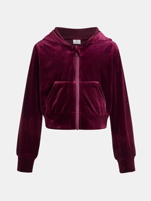 SHEIN Young Girl Fashion Casual Knitted Flocked Solid Color Hooded Cardigan Jacket Set, Suitable For Spring, Autumn And Winter - Burgundy - View 6