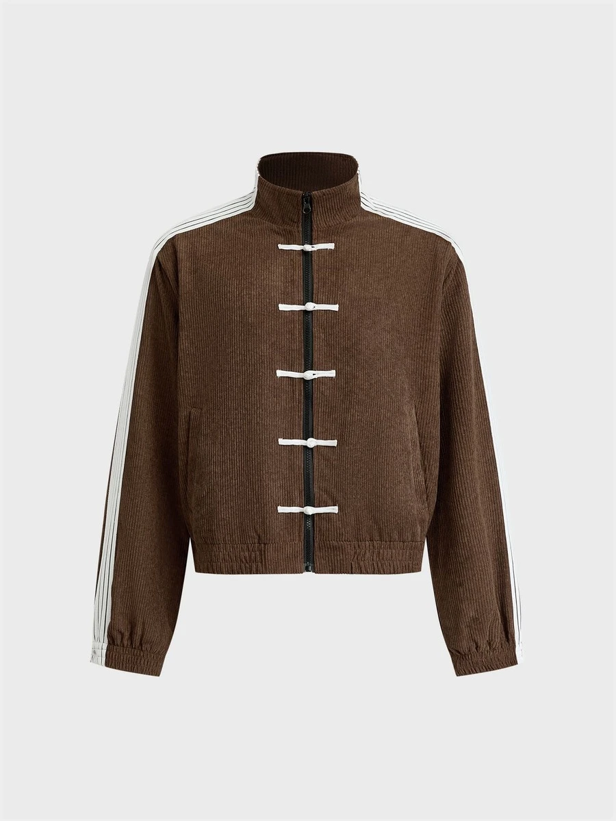 Manfinity BRENVOR Men's Solid Color Casual Versatile Daily Wear Long Sleeve Jacket - Brown - View 1