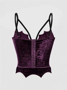 ROMWE Goth Sexy Alluring Velvet Criss-Cross Strap Camisole Top For Women Graphic Tees Women Tops - Purple - View 2