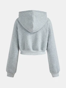 SHEIN 青少年女孩針織灰色英文字印花休閒衛衣與運動褲兩件套 - 灰色 - 查看 10