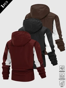 Sport MetroGents Men's Colorblock Jacket, Outdoor Casual Jacket - Burgundy - View 2