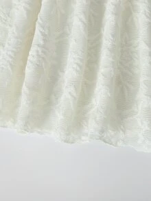 SHEIN 少女洋裝，杏色網紗刺繡－薄紗，圓領半立領，A字裙擺，3D花卉刺繡，膝上長度，優雅可愛，適合派對、婚禮、宴會、成年禮、度假、外出及其他正式場合 - 杏色 - 查看 9
