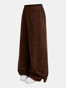 SHEIN Celana Panjang Longgar Korduroi Cokelat untuk Remaja Perempuan, Kasual, Serbaguna, dan Nyaman untuk Sehari-hari - Coklat - View 6