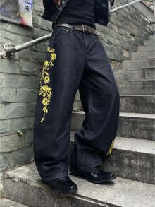 RivetRise 男士牛仔彎腿長褲 - 黑色 - 查看 3