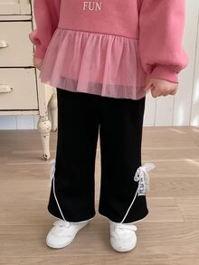 Dazy Kids Infant/Toddler (Girl) Solid Color Casual Flared Pants - Black - View 3
