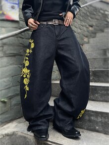 RivetRise 男士牛仔彎腿長褲 - 黑色 - 查看 4