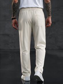 SLATEMANN Men's Solid Color Casual Versatile Daily Wear Long Pants - Beige - View 2