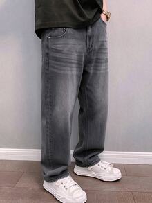 STEELVANCE Men's Denim Wide Leg Tapered Pants - Light Grey - View 4
