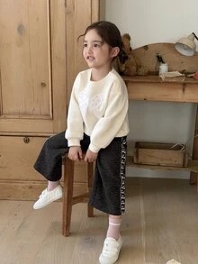 Dazy Kids Infant/Toddler (Girl) Solid Color Korean Style Printed Casual Bottoms - Coffee Brown - View 7