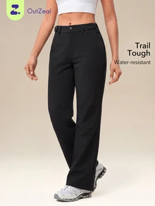 OutZeal Women Outdoor Pants Hiking Camping Water-Resistant Adjustable Waist Flared Leg - Black - View 1