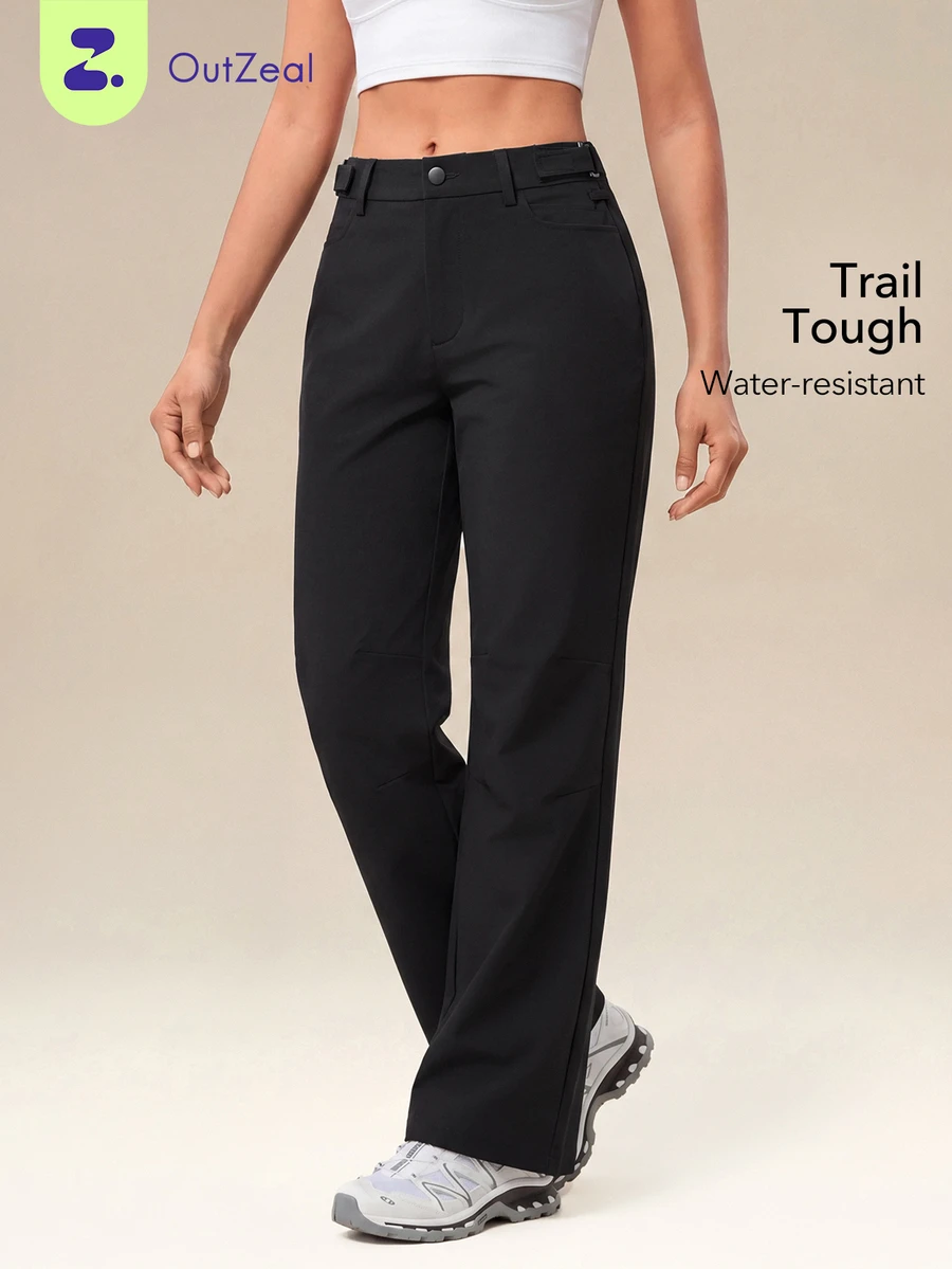 OutZeal Women Outdoor Pants Hiking Camping Water-Resistant Adjustable Waist Flared Leg - Black - View 1