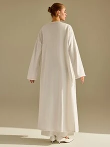 CLARA VERO Cream Maxi Dress Cardigan Knit Set, Loose Fit, Weekend Gatherings, Sleeveless Maxi, Fluffy Knit - White - View 2