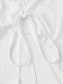 SHEIN MOD 5件組女款抓皺不對稱下擺扭轉前胸抹胸上衣，白色、酒紅、米色、深棕、黑色，夏季性感夜店 Y2K 音樂節派對穿搭 - 藏蓝色 - 查看 6