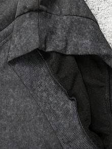Manfinity BATMAN X SHEIN كنزة رياضية كاجوال يومية للسفر للرجال بنقشة الخفافيش - الأسود - مشاهدة 4