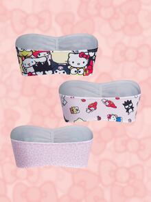 HELLO KITTY AND FRIENDS | SHEIN حمالة صدر بدون حمالات بطبعة كرتونية كاجوال للاستخدام اليومي للنساء - وردي - مشاهدة 2