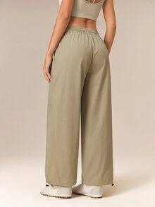 OutZeal Women Sports Pants Gym Workout Water-Resistant Lightweight Elastic Waist Straight Leg Pants - Khaki - View 2