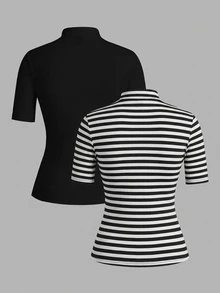 SHEIN EZwear 2件裝大尺碼T恤 - 彩色 - 查看 2