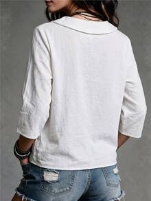 SHEIN LUNE Women's Minimalist Button-Down Versatile Shirt For Daily Wear - White - View 2