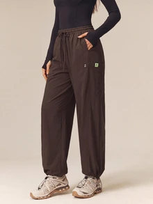 OutZeal Women Outdoor Pants Hiking Camping Elastic Waist Wide Leg Cargo Pants - Coffee Brown - View 2
