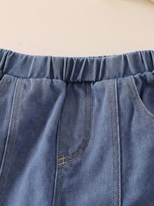 SHEIN 女嬰休閒蝴蝶結裝飾圓領衛衣與長褲套裝，適合秋冬冬季 - 咖啡棕 - 查看 6