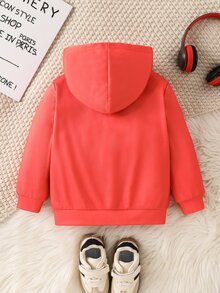 SHEIN 小男孩休閒舒適連帽拉鍊運動衫 秋冬款 - 彩色 - 查看 2