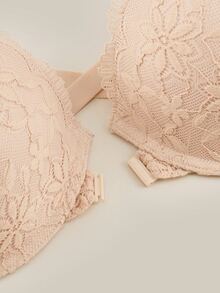 Bralution Plus Size Women's Solid Color Casual Everyday Spaghetti Strap Bra - Apricot - View 2